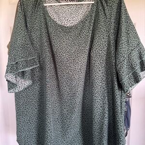 Green Leopard Print Women's Top